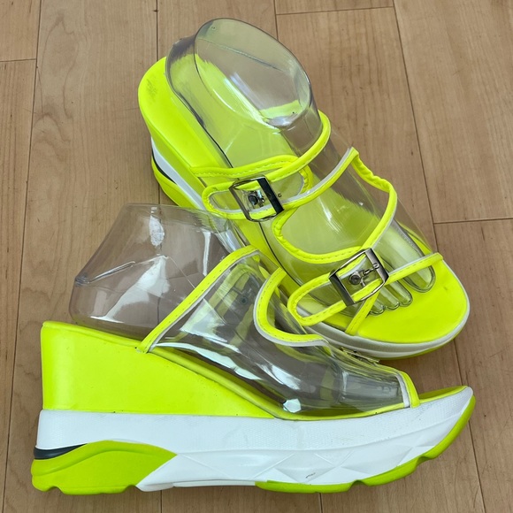 Shoes - Neon Yellow Platform Sandals size 8.5